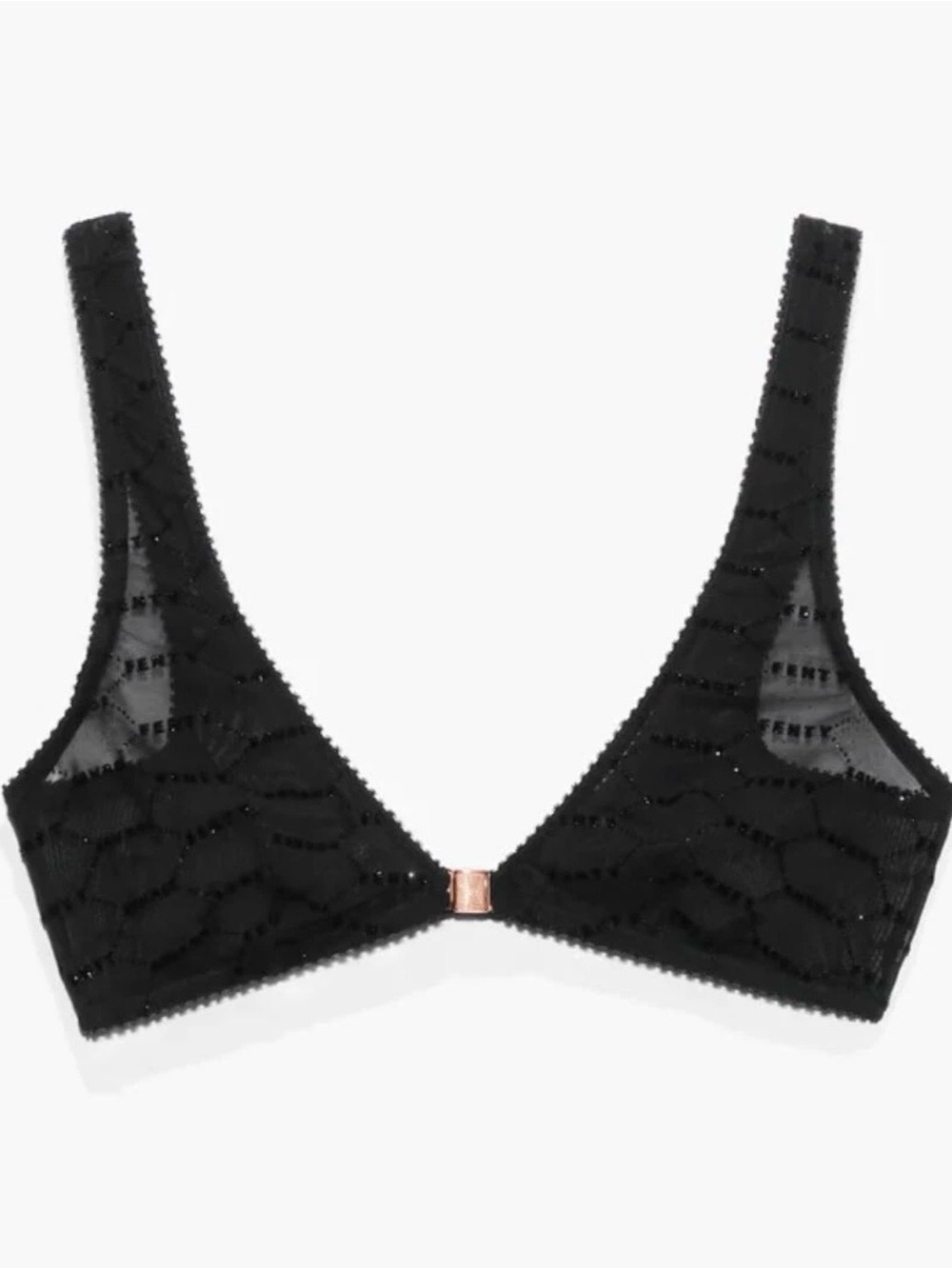 NWT Savage X Fenty Bralette Flocked Logo Black Sz Large Rhianna